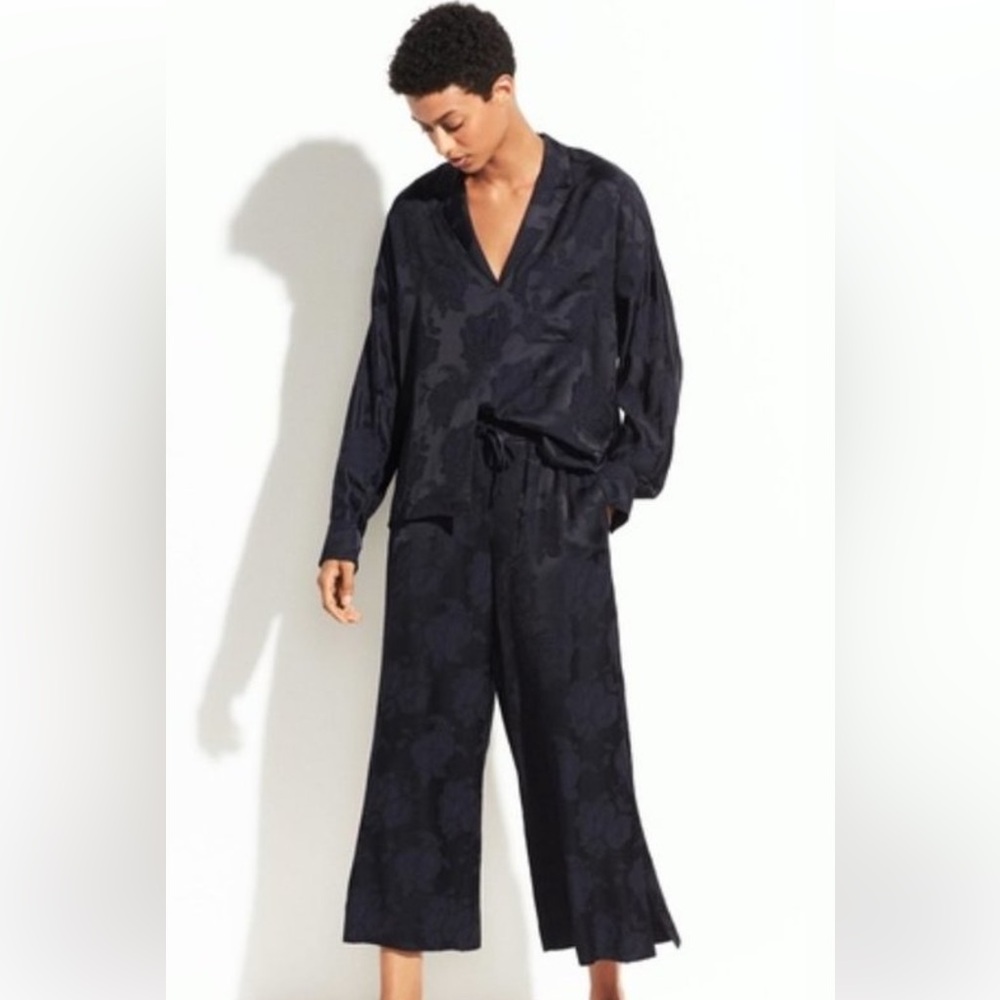 NEW VINCE Jacquard Popover Pajama Satin Set